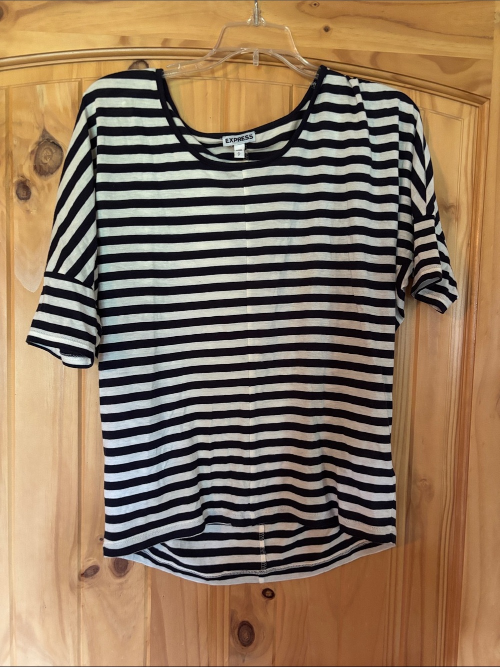 Express navy & White Striped Short Sleeve Tee
